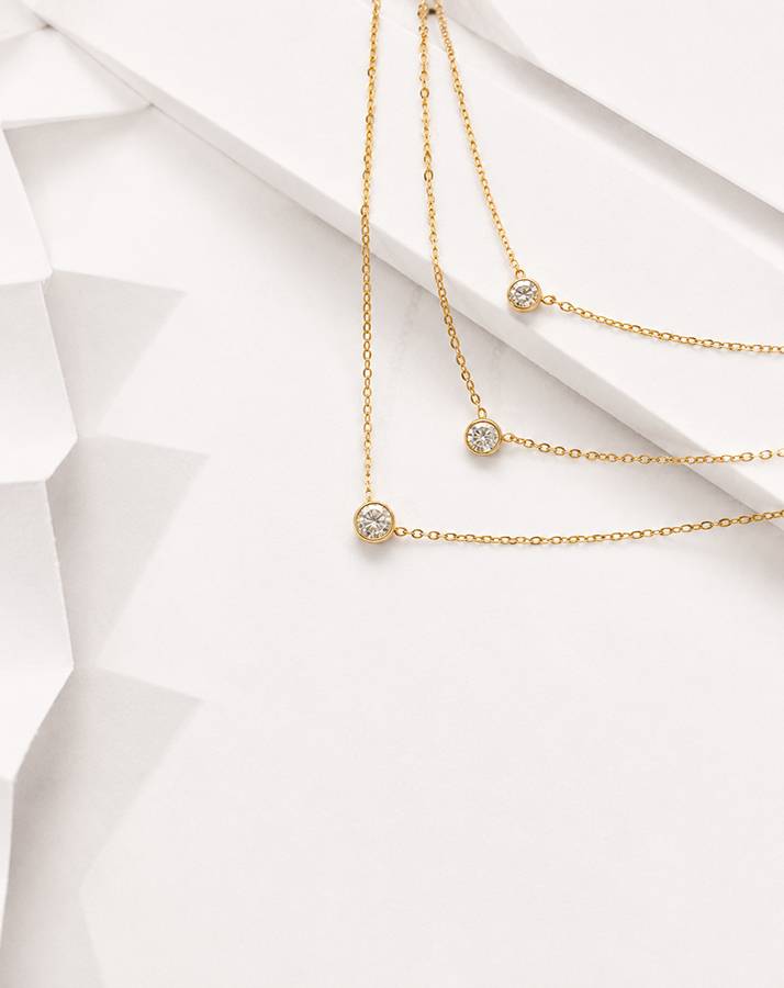 THREE LAYER SOLITAIRE NECKLACE