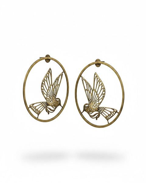 Bird Motif Hoop Earrings